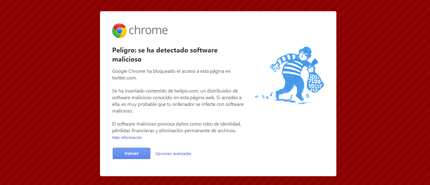 TwitPic y perfiles de Twitter son bloqueados por Google Chrome